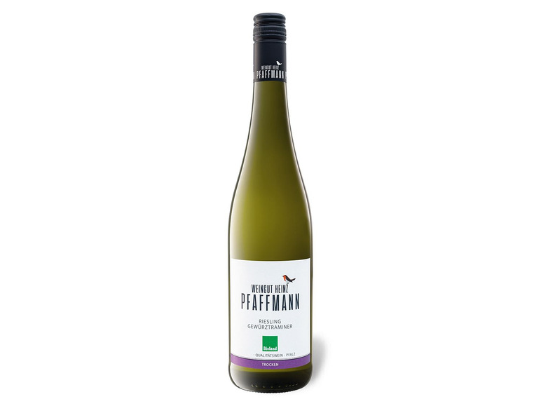 Gehe zu Vollbildansicht: Weingut Heinz Pfaffmann BIOLAND Riesling/Gewürztraminer Pfalz QbA trocken, Weißwein 2020 - Bild 1