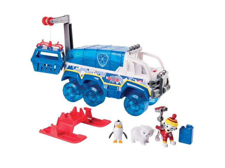 Das Schneefahrzeug der Paw Patrol mit Skilift, Schneemobil, Pinguin und Eisbär.