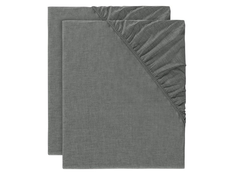 Gehe zu Vollbildansicht: MERADISO® Chambray Spannbettlaken, 2 Stück, 90-100 x 200 cm, aus reiner Baumwolle - Bild 3