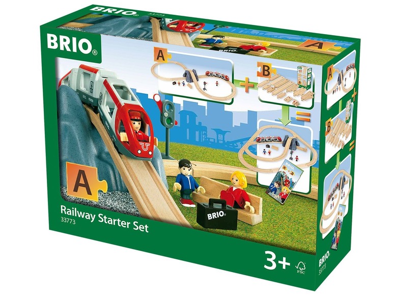 BRIO Eisenbahn Starterset mit Zug und Zubehör.