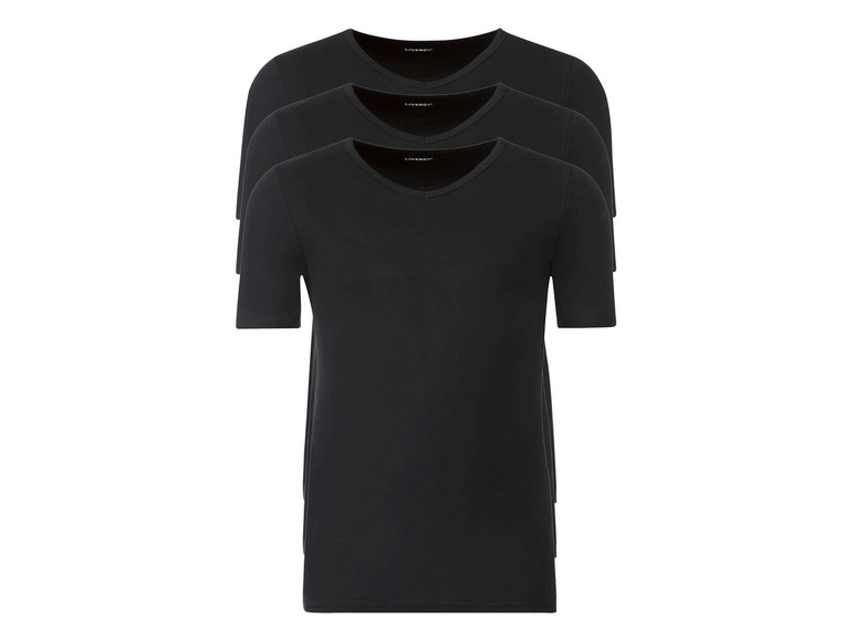 Drei schwarze V-Ausschnitt-T-Shirts von Livera.