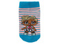 Ein Paar rosa und blaue Socken mit einer LOL-Puppe.