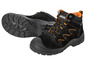 Schwarze Arbeitsschuhe mit orangefarbenen Akzenten von Parkside.