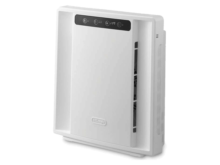Ein weißer Luftreiniger von Honeywell mit einem digitalen Display.