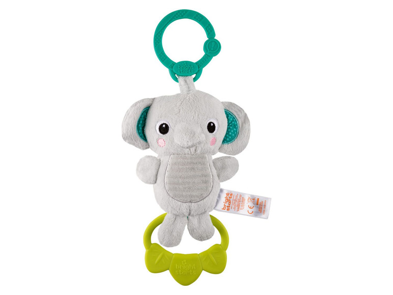 Ein grauer Elefanten-Schnullerhalter von Bright Starts.