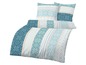 Bettwäsche-Set mit winterlichem, gestreiftem Muster.