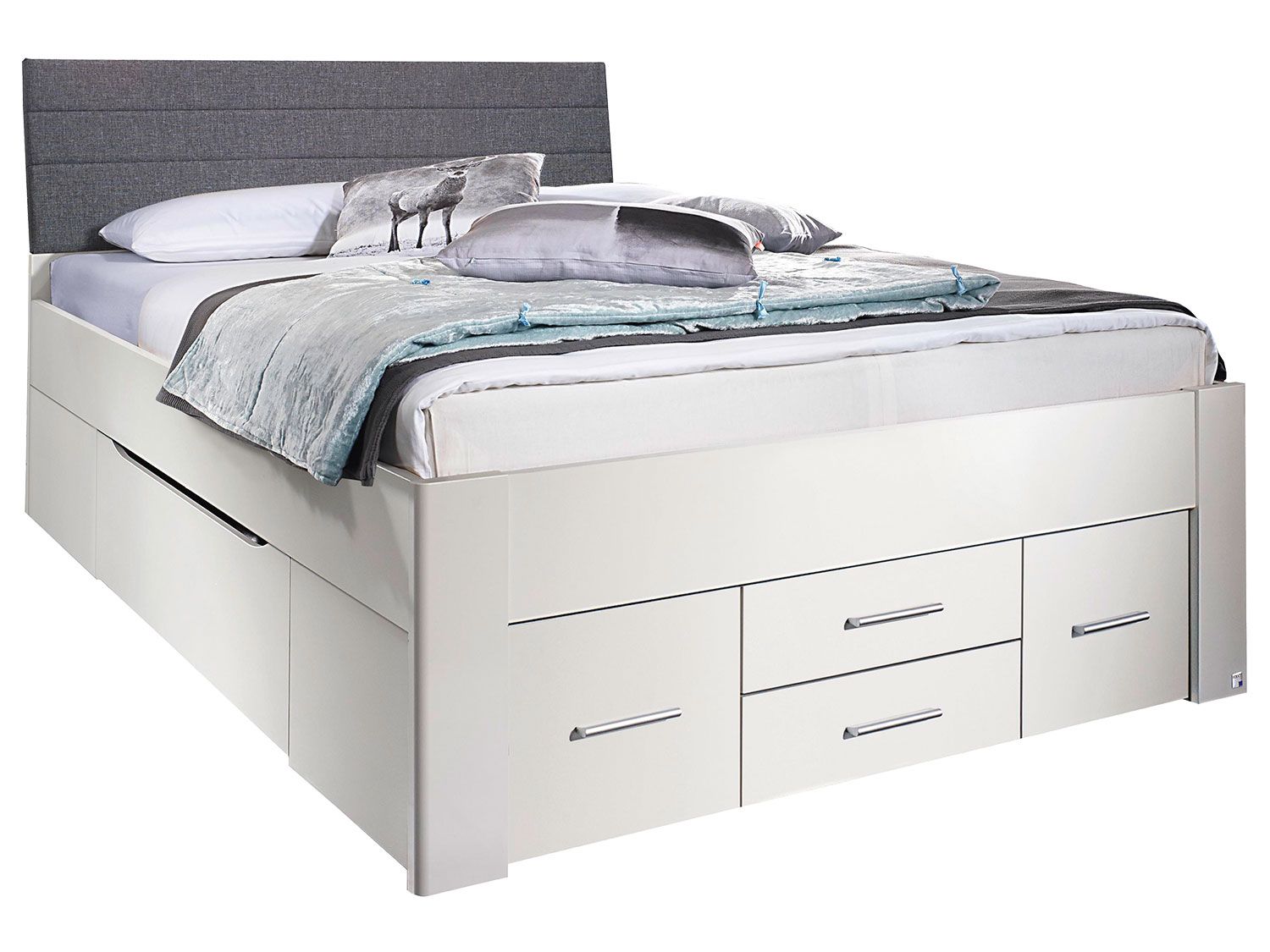 rauch ORANGE Scala – Futonbett (Polster-Kopfteil,6 Schubkästen, Alpinweiß, 140x200cm) | 04047054701244