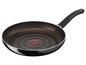 Eine schwarze Tefal-Bratpfanne mit schwarzem Griff.