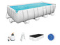 Bestway Power Steel Pool mit Filterpumpe, Leiter und Abdeckung.