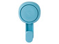 Blauer Haken mit Saugnapf und Push-Knopf.