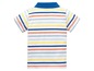 Weißes Poloshirt mit Streifen und kurzen Ärmeln.