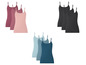 Drei Pakete mit Basic-Tanktops in verschiedenen Farben.