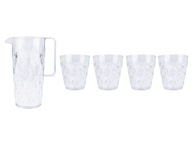 Koziol Trinkkanne + 4 Gläser Sommerkollektion, stapelbar
