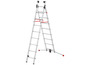 Eine Aluminium-Klappleiter mit roten Akzenten