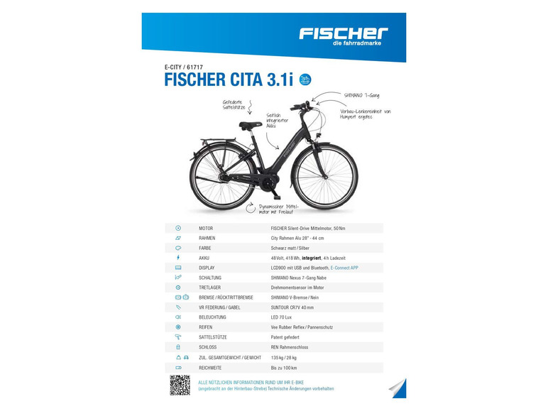 Gehe zu Vollbildansicht: FISCHER E-Bike City »Cita 3,1i«, 28 Zoll Modell 2021 - Bild 36