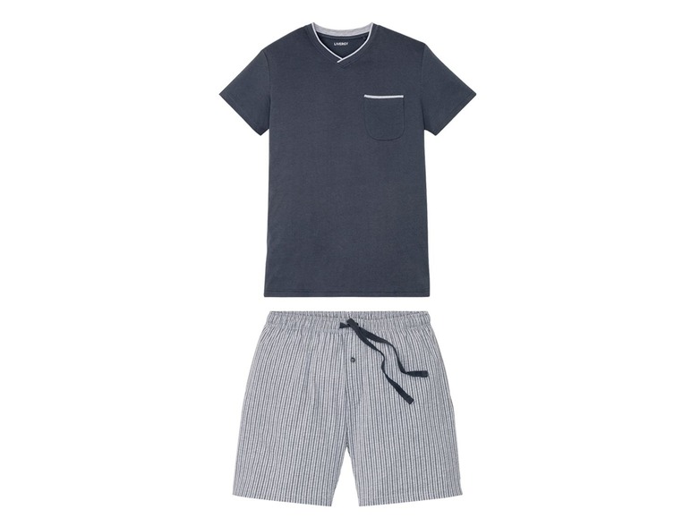 Gehe zu Vollbildansicht: LIVERGY® Shorty Pyjama Herren, Hose mit Bindeband, Eingrifftaschen, mit Baumwolle - Bild 9