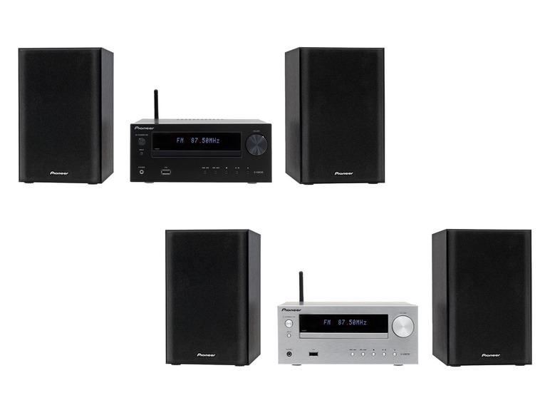 Pioneer X-HM36 Micro-HiFi-System mit zwei schwarzen Lautsprechern