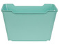Ein hellblauer Plastik-Aufbewahrungskorb.