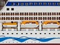 Modell eines Kreuzfahrtschiffes mit Rettungsbooten und dem AIDA-Logo.