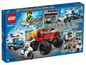 LEGO City Set mit einem Polizei-Van, einem Monstertruck und einem Polizeimotorrad.