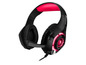 Schwarzes Gaming-Headset mit roter LED-Beleuchtung.
