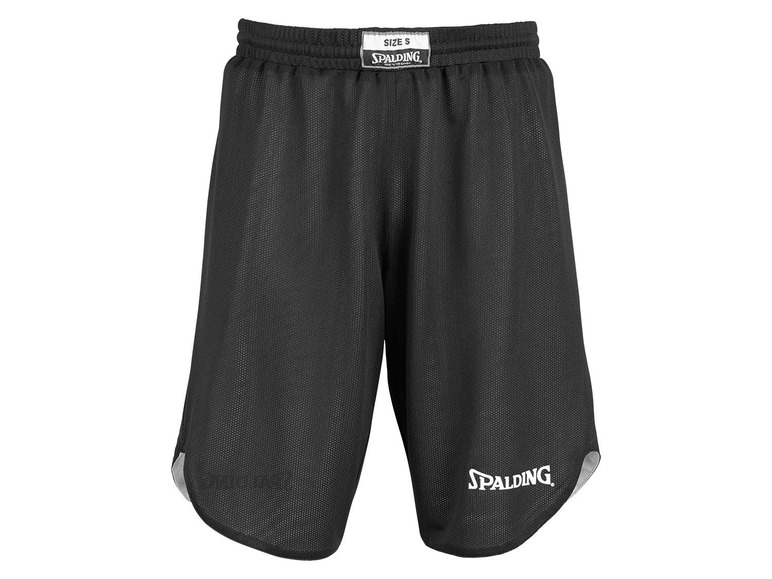 Schwarze Spalding Basketball-Shorts aus Mesh.