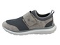 Grauer Sneaker mit Mesh und Klettverschluss.