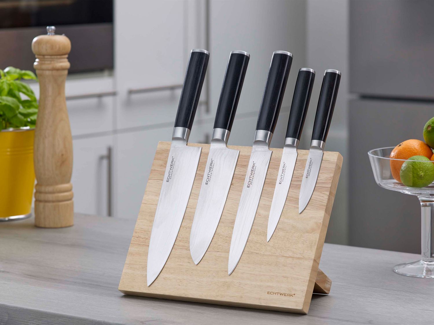 ECHTWERK Damaszener Messer Set 5tlg. Mit Magnet Messerblock – Bild 3 von 3