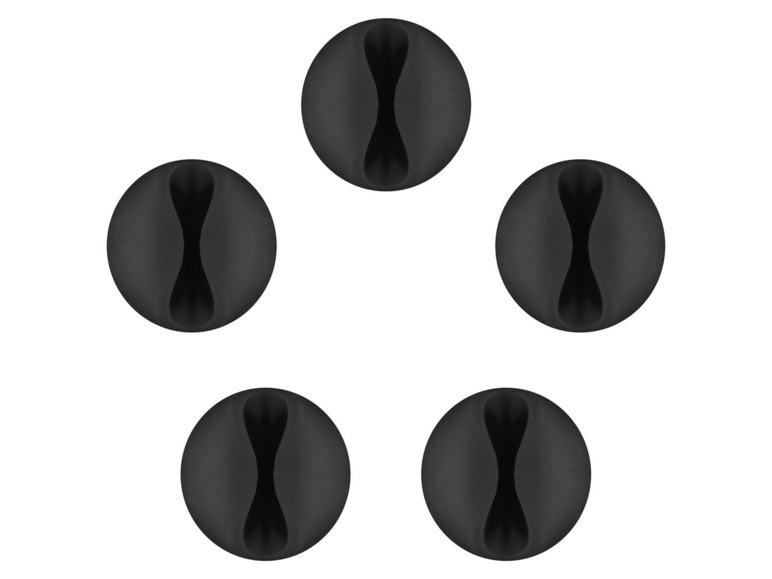 Gehe zu Vollbildansicht: Goobay Kabel Management Halter 1-fach (mini), 5er-Set, schwarz - Bild 1