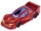 Ein rotes Spielzeugauto mit einem Spoiler.