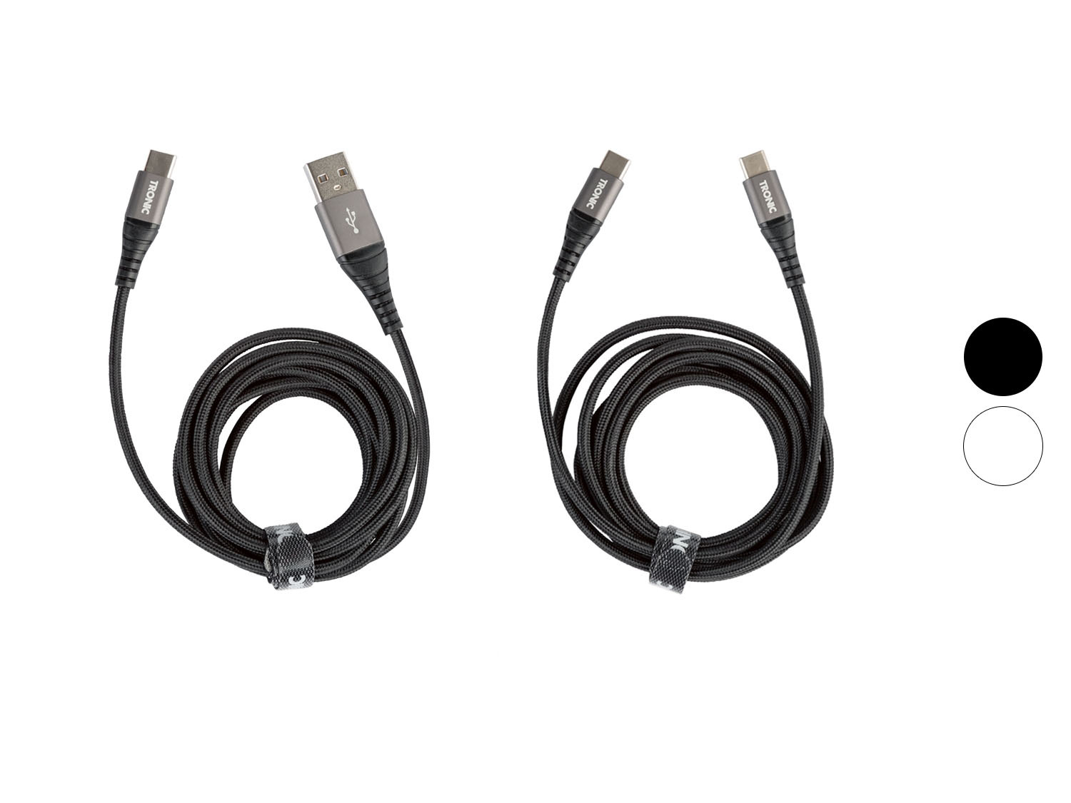 TRONIC® Lade- und Datenkabel Textil Metallstecker USB-C und USB-A 1m BQ8971