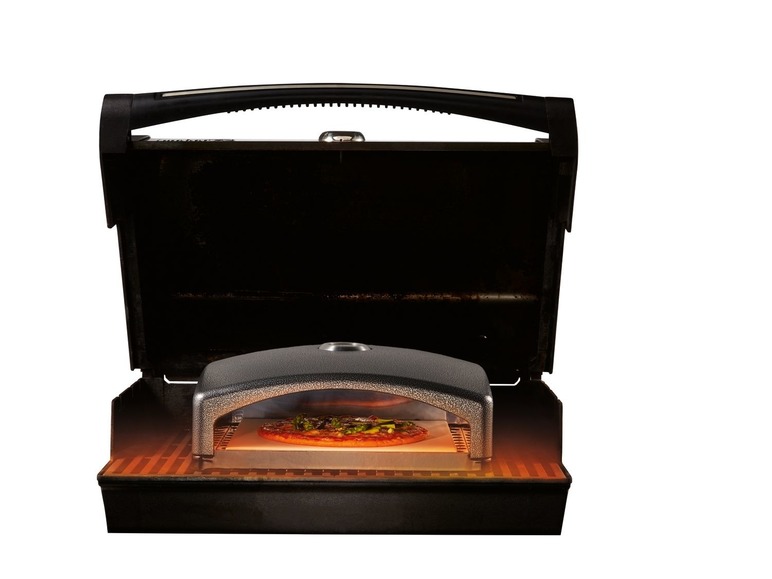Gehe zu Vollbildansicht: Pizzaofen-Grillaufsatz, integriertes Thermostat, mit Pizzastein aus Cordierit - Bild 2