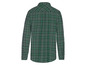 Ein grünes kariertes Hemd mit langen Ärmeln.