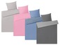 Drei Bettbezüge in Grau, Rosa und Blau