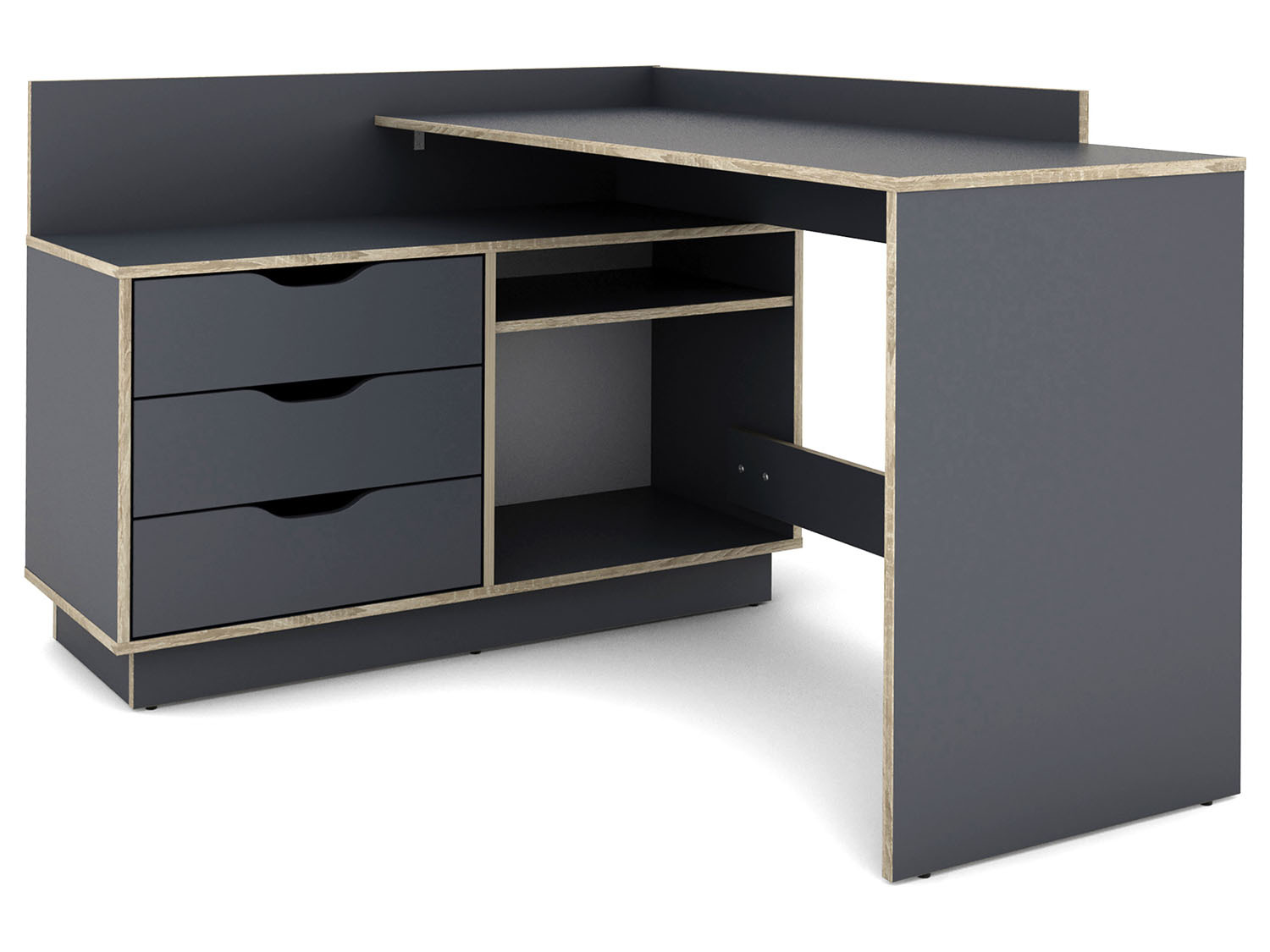 byLIVING Schreibtisch Belfast (Anthrazit/Sonoma Eiche) | 04251942205619