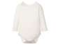 Ein weißer Babybody mit langen Ärmeln