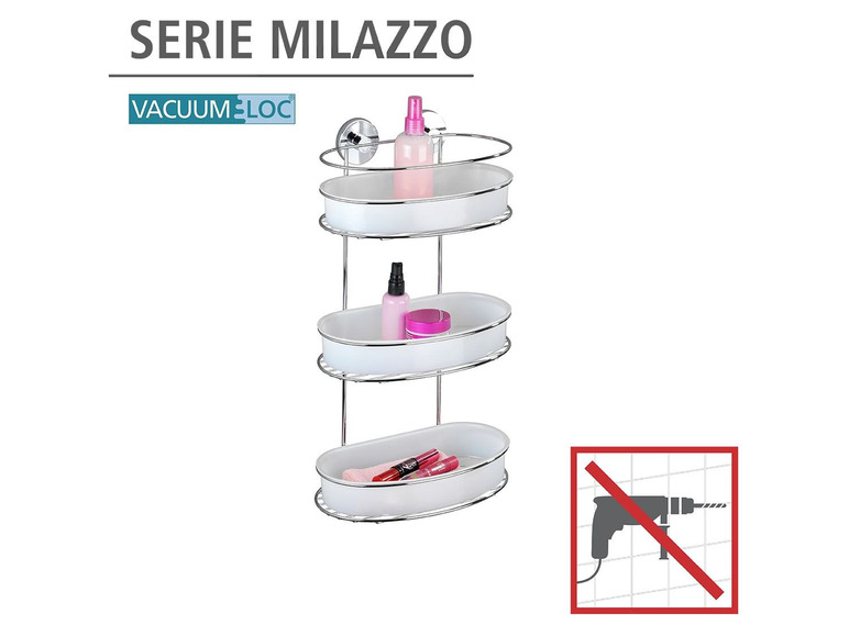 Gehe zu Vollbildansicht: Wenko Wandregal »Milazzo«, mit 3 Etagen, Vacuum-Loc® Saug-System, aus Stahl - Bild 2
