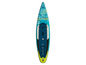 Ein blaues und gelbes aufblasbares Paddleboard von Aqua Marina, Modell Hyper.