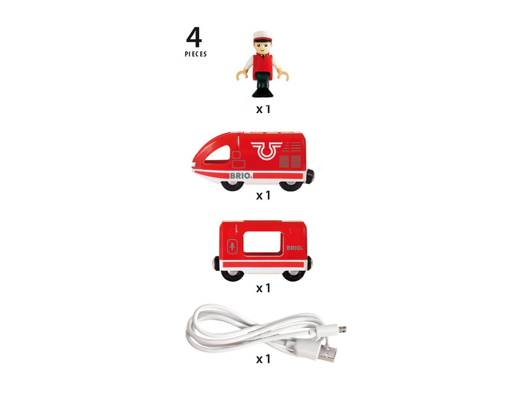Gehe zu Vollbildansicht: BRIO 33746 »Roter Akku-Reisezug«, 3-teilig, mit USB-Miniladekabel, ab 3 Jahren - Bild 4
