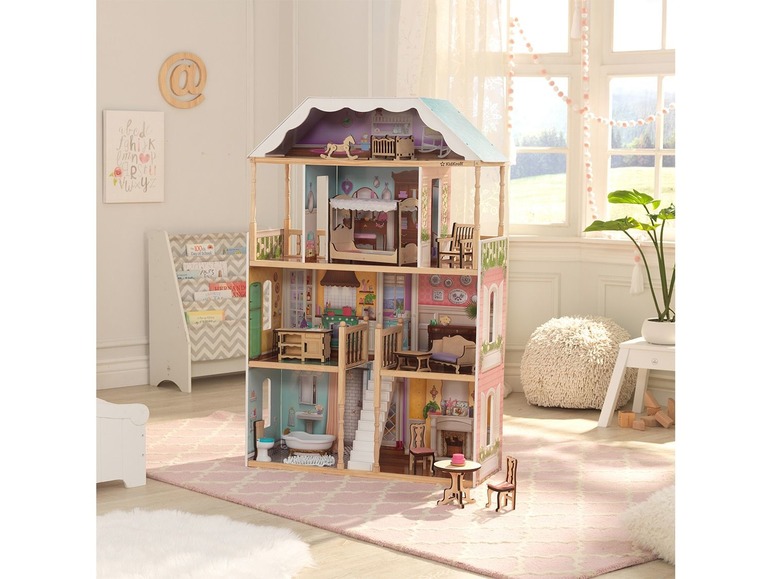 Gehe zu Vollbildansicht: Kidkraft Puppenhaus »Charlotte«, klassisches Design, 14-teiliges Möbelset, 4 Ebenen - Bild 3