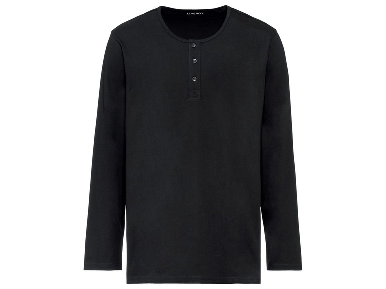 Schwarzes Langarmshirt mit Knöpfen von Livergy.
