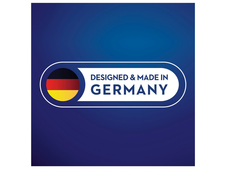 Entworfen und hergestellt in Deutschland mit der deutschen Flagge