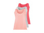 Drei Basic-Tanktops in rosa, grau und rot.
