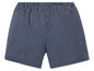 Blaue Shorts mit weißen Streifen.