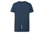 Ein dunkelblaues T-Shirt mit kurzen Ärmeln.