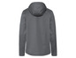 Eine graue Softshelljacke mit Kapuze.