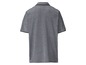 Ein graues Poloshirt mit schwarzen Details.