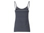 Ein marineblaues, gestreiftes Tanktop.