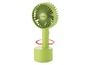 Ein grüner, tragbarer Ventilator von Unold mit einem aufladbaren Sockel.
