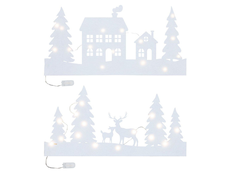 Gehe zu Vollbildansicht: MELINERA® Weihnachtsbilder, mit Lichterkette, aus Filz - Bild 1